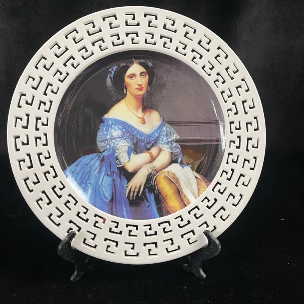 欧式复古油画风格高骨瓷人物展盘看盘家用高档摆盘外贸库存尾单