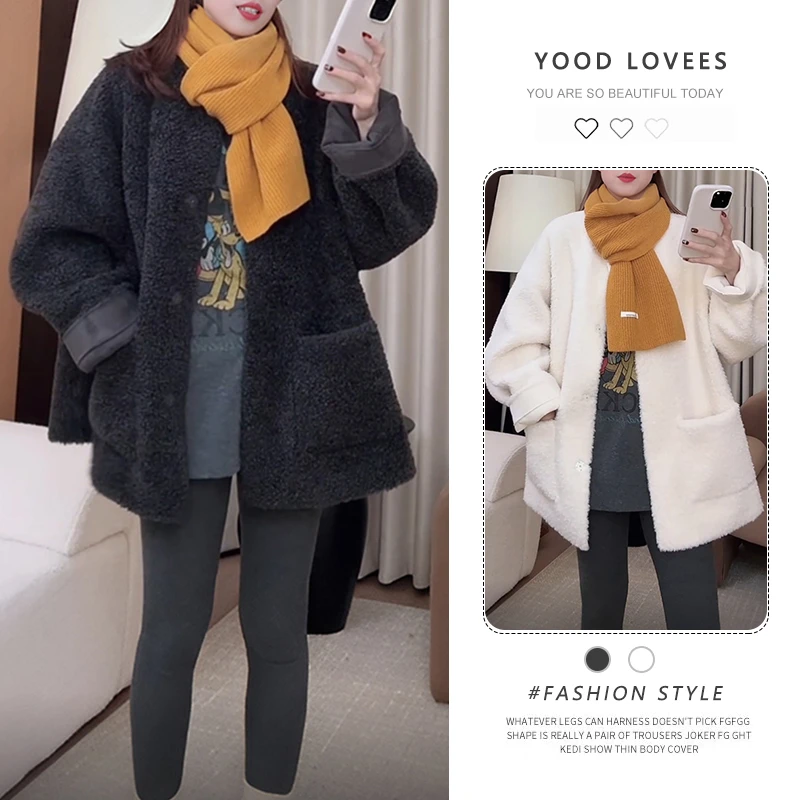 百搭厚款圆领毛短外套2025秋冬新款韩系高端软糯宽松女款上衣女