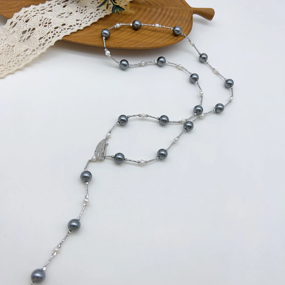 铜合金仿珍珠项链 02584 好啊商店 灰色施家珠Y字链 长度76cm左右