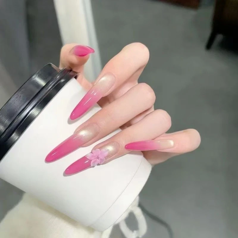 [辣妹火龙果]手工穿戴甲夏日纯欲立体冰花渐变气质高级显白美甲贴