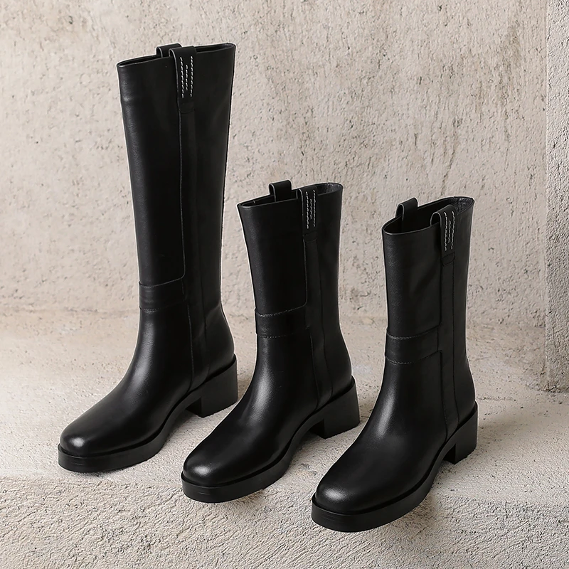 诗博尼·【5cm】34-39牛皮/猪皮/牛皮头层新款大牌同款复古女长靴子