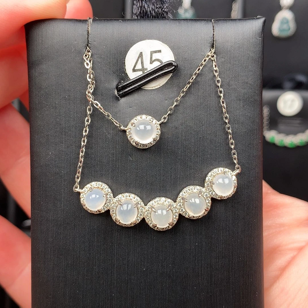 七***年翡翠银S925镶嵌颈饰