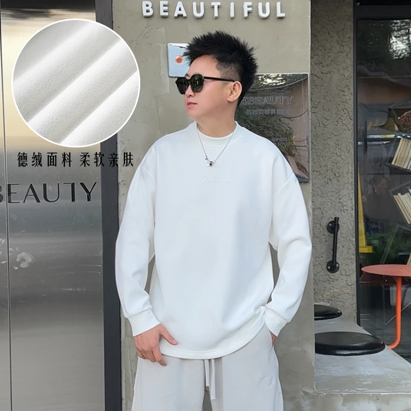 LKT.NINE德绒打底衫男秋冬静版绒面宽松长袖t恤圆领保暖内衣7272