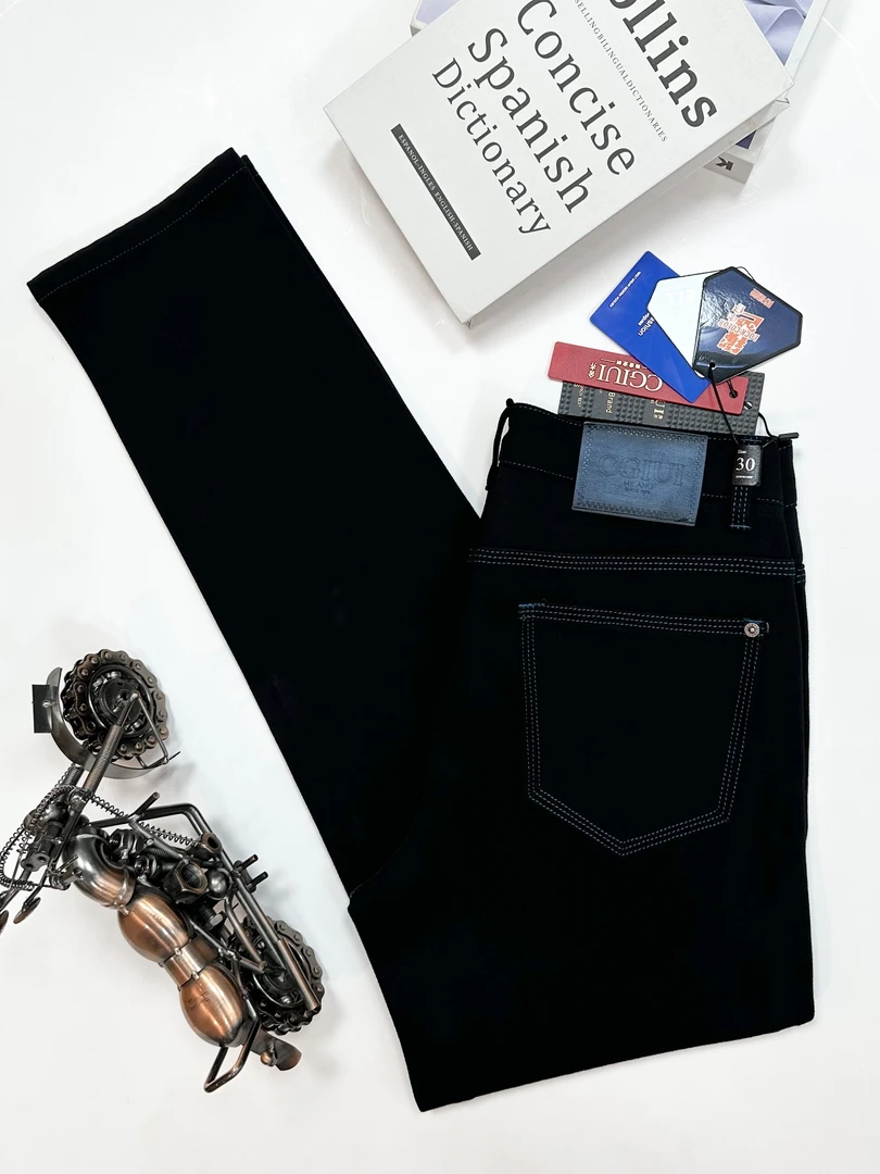 2025秋冬新款布鲁斯蓝三本针复古简约不掉色弹力小直筒男士牛仔裤