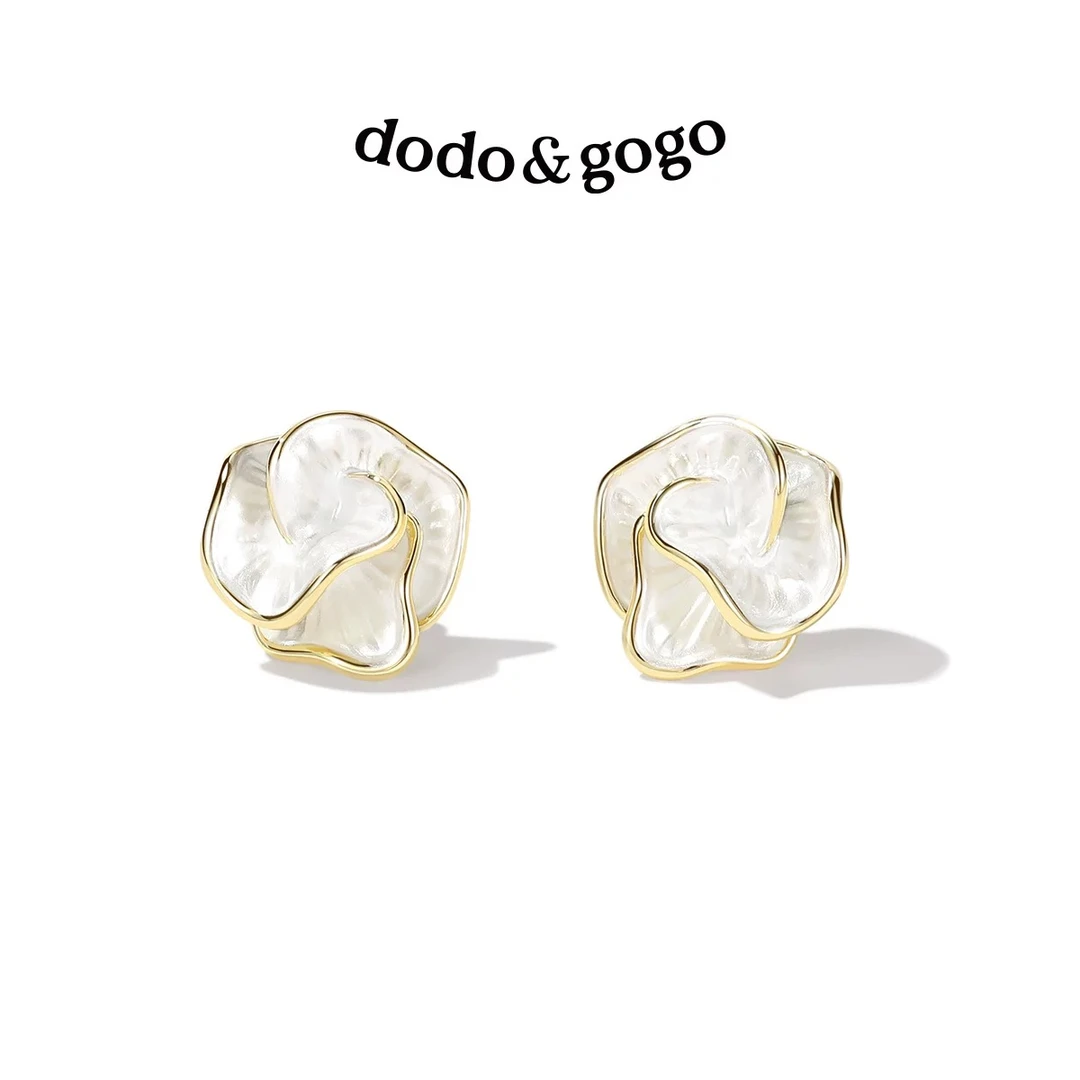 DODOGOGO 合金耳饰 时尚百搭简约韩系高级感山茶花耳环