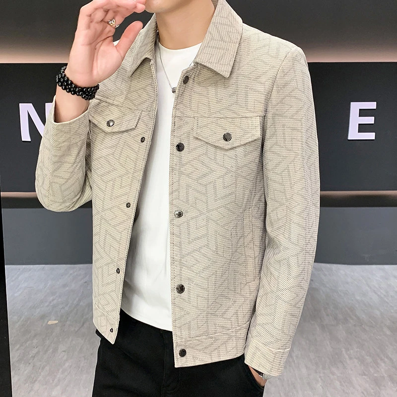 2025春秋季新款夹克男士韩版修身翻领时尚显瘦高级感短款上衣