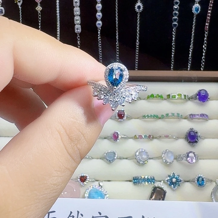托帕石戒指银S925镶嵌