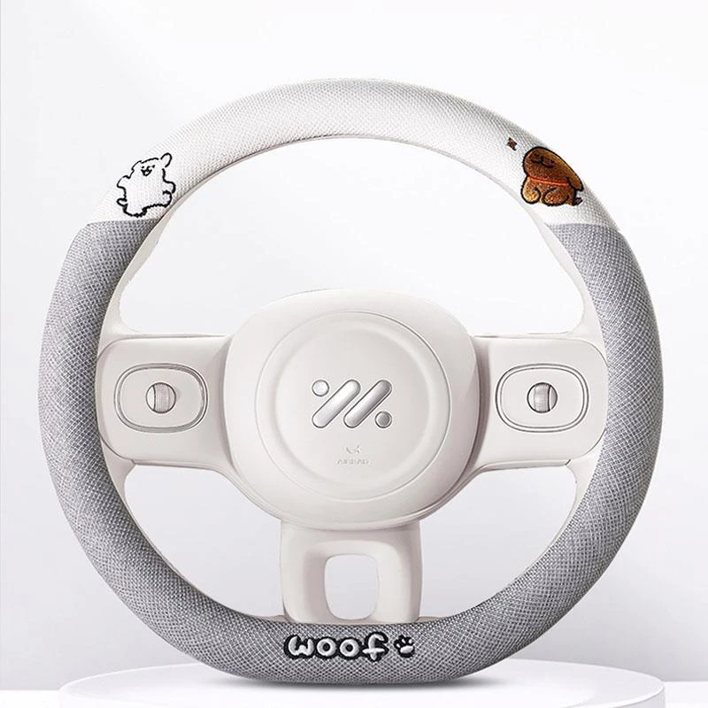 汽车方向盘套四季通用型麻料凌宝用品粉色内饰改装uni卡通D型COCO