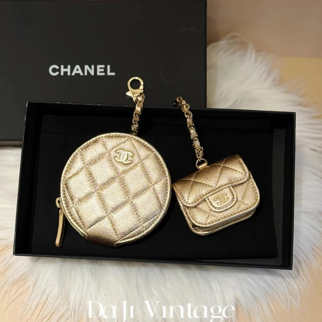 99新 Chanel/香奈儿 大吉中古/香奈儿25C金色耳机零钱包