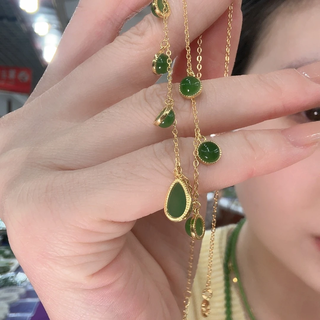 和田玉颈饰银S925镶嵌