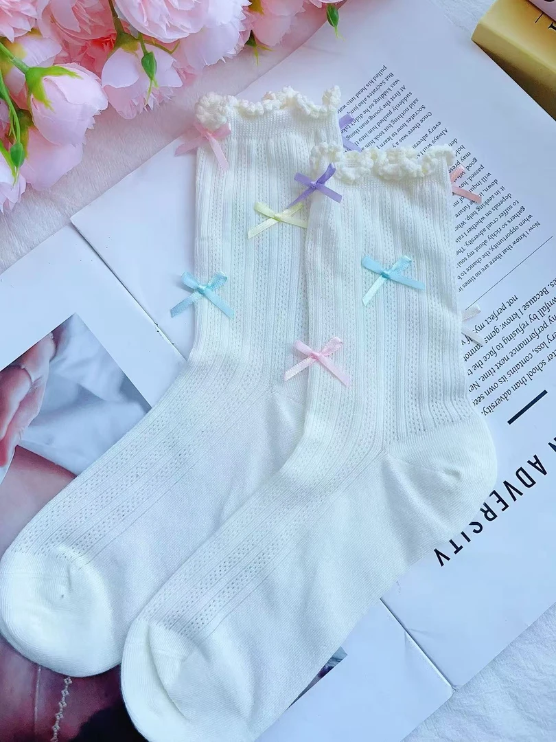 【Baby corn DIY】洛丽塔甜美少女可爱蝴蝶结木耳边中筒袜byc-101