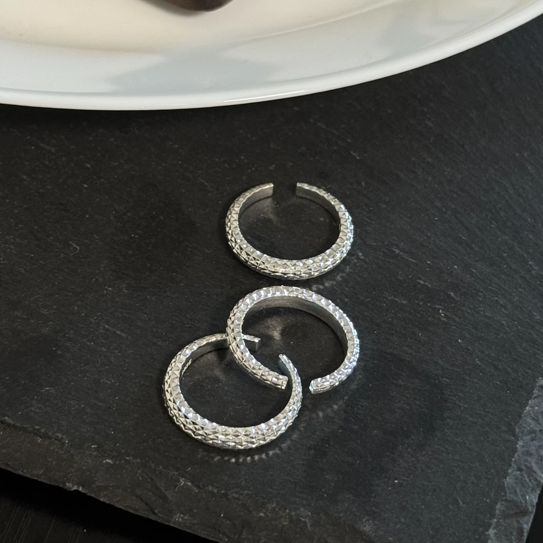 925银银制品 百搭CNC切割百搭时髦经典款素圈-闪光素圈戒指0550