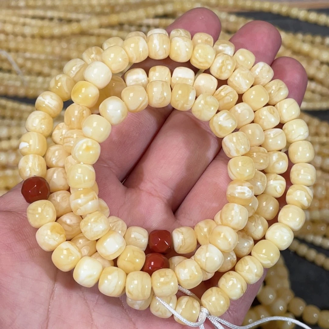 蜜蜡裸石未镶嵌蜜蜡佛珠8mm
