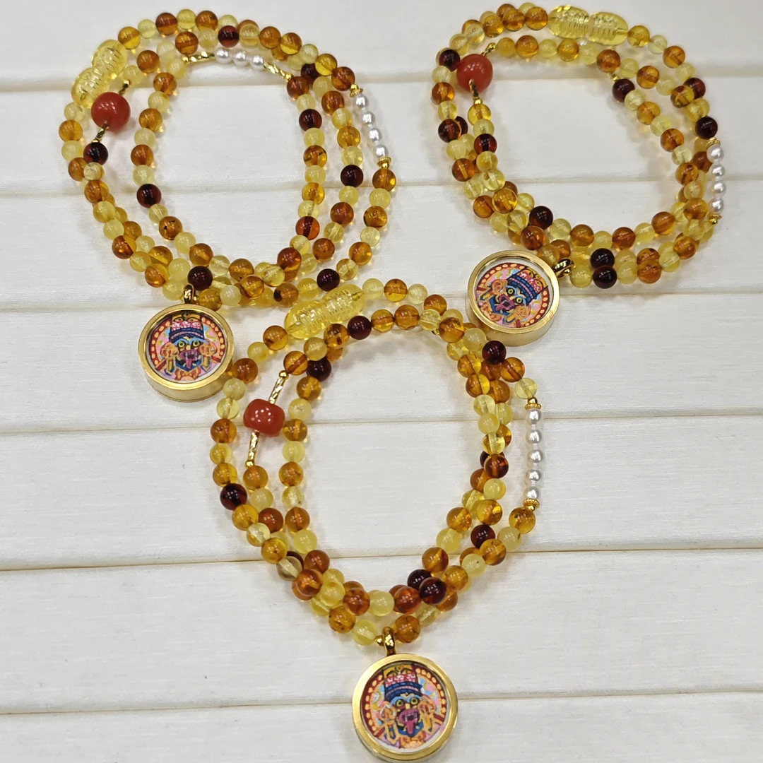 【书记甄选】天然原创蜜蜡项链 多样性发一件 约4mm JJ3905