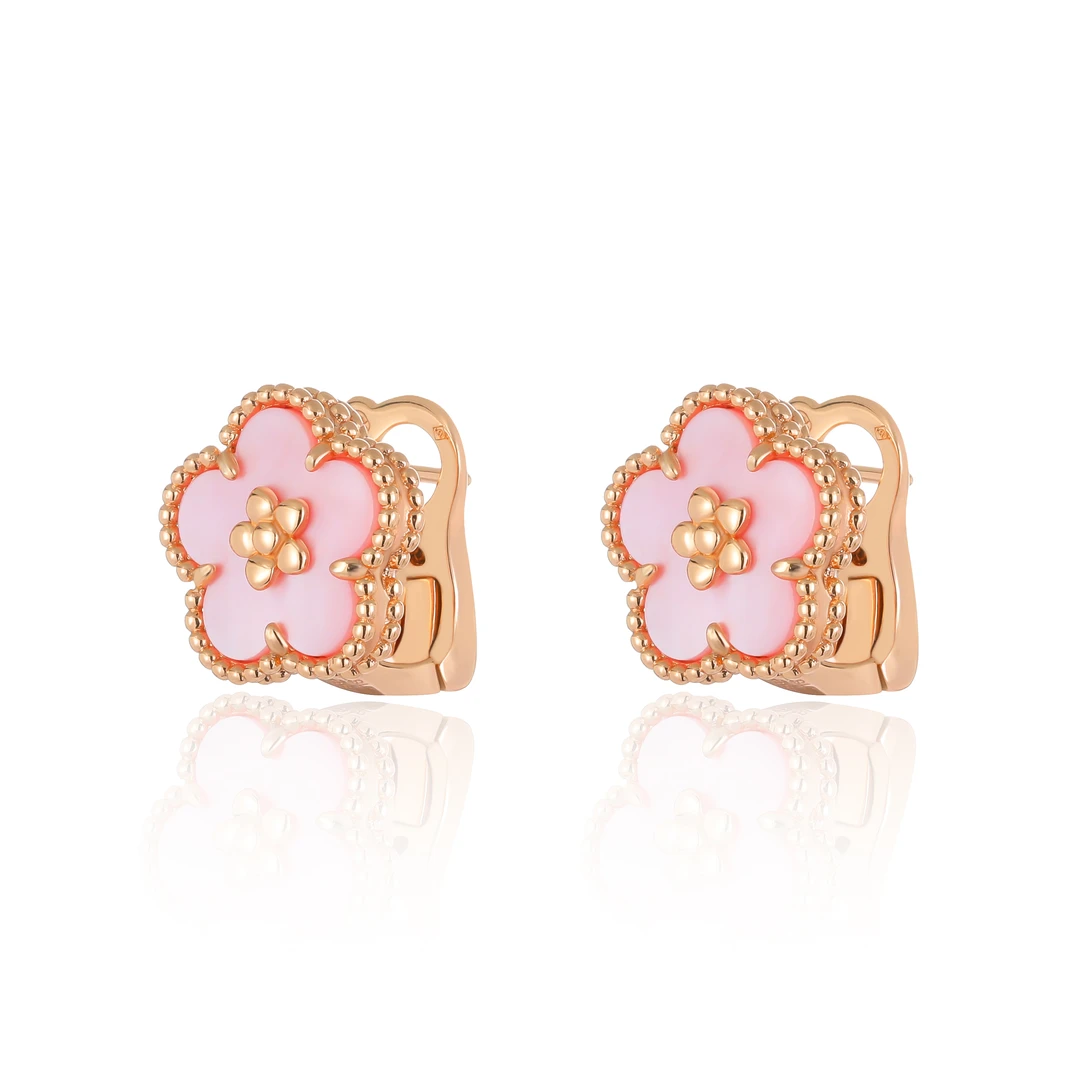 铜合金贝壳耳饰 CNC精工 粉色【五月花】耳拍  E4186