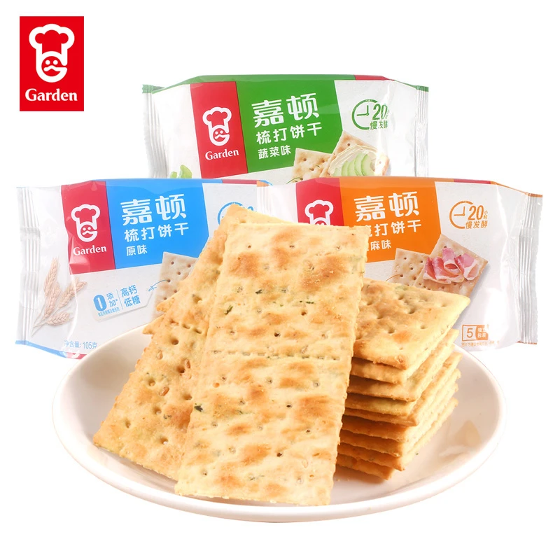 【2025.12.12】嘉顿梳打饼干105g芝麻蔬菜原味休闲苏打早餐饼干
