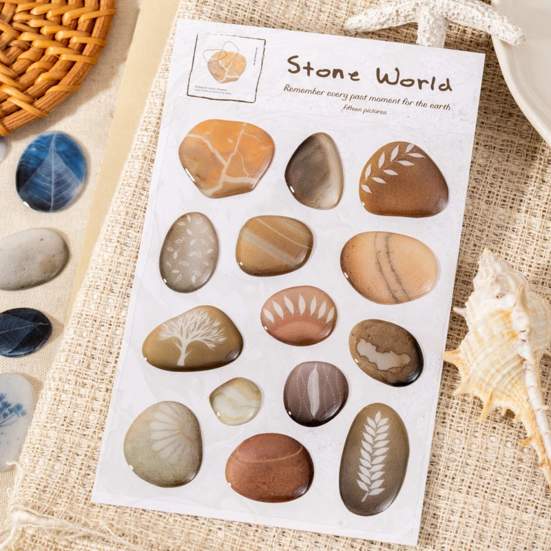 番茄酱滴胶贴纸 石子世界创意立体贴纸手账手机背卡diy咕卡装饰贴