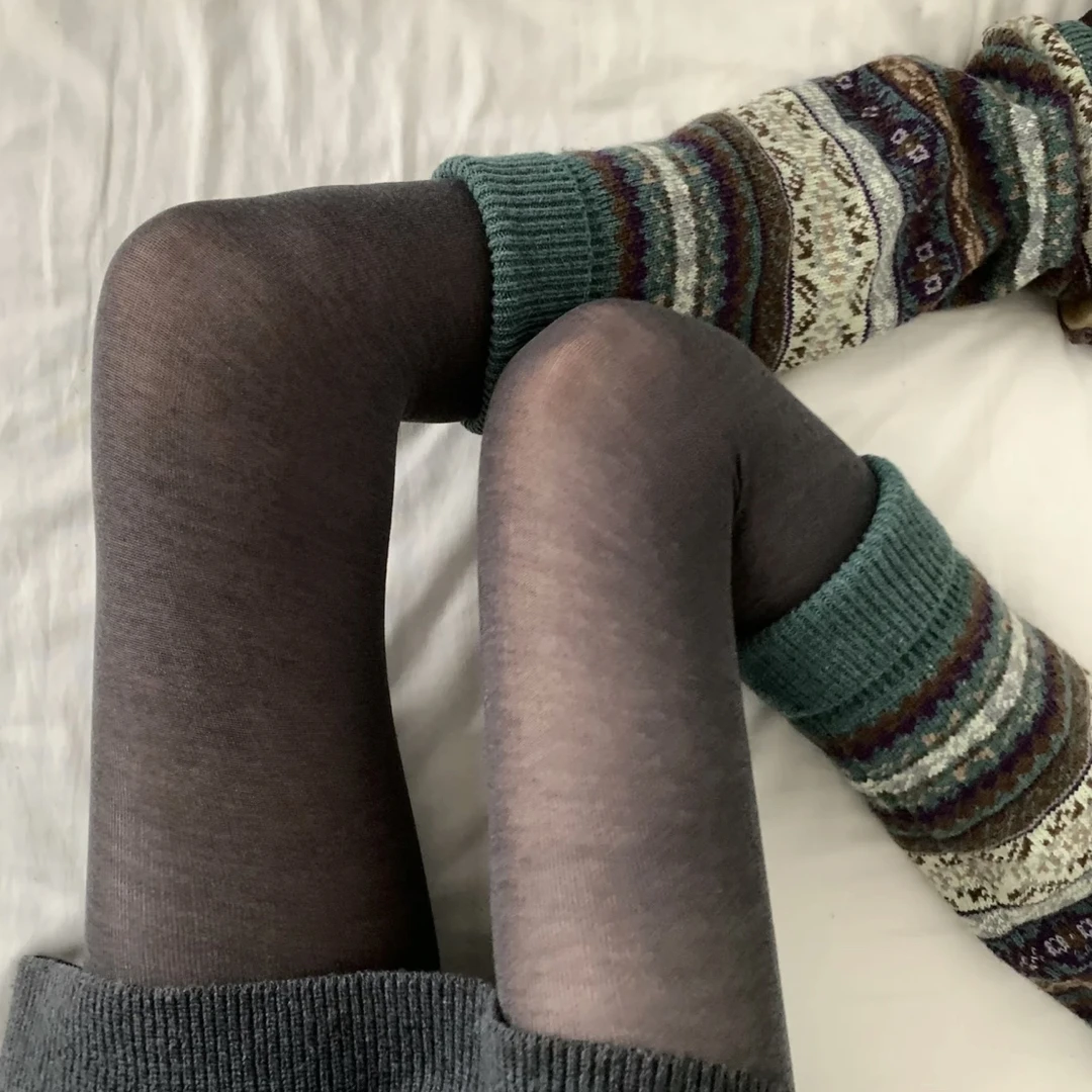 四季款格雷系灰色棉平板微透打底显瘦平纹高弹直角跟连裤袜