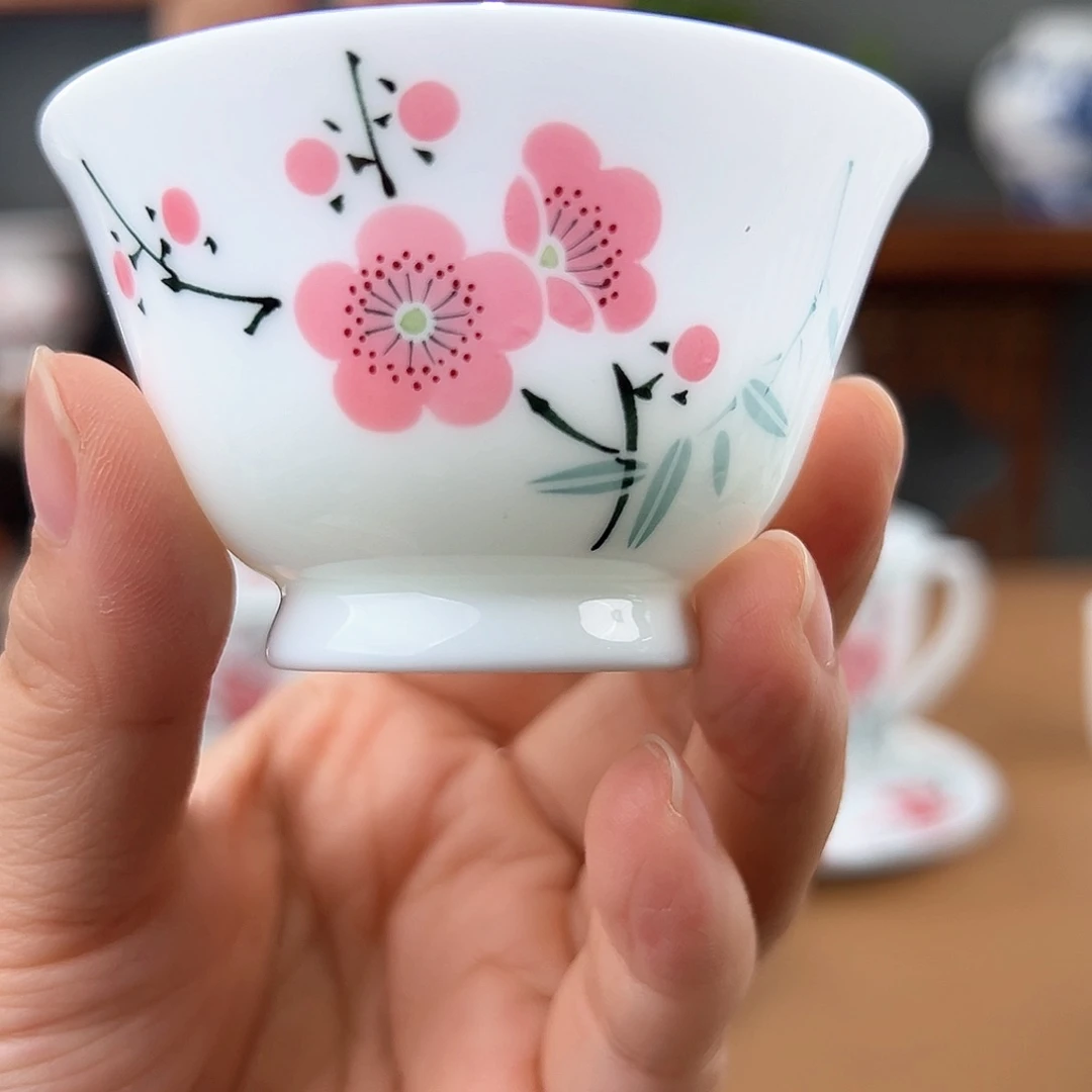 翠竹红梅小撇口杯