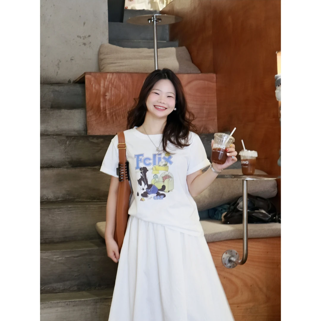 奈看小个子【猫和老鼠】韩系印花T恤宽松休闲百搭短袖