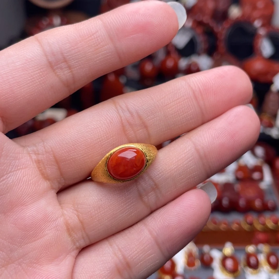 【闪购商品】银S925镶嵌新款戒指南红玛瑙