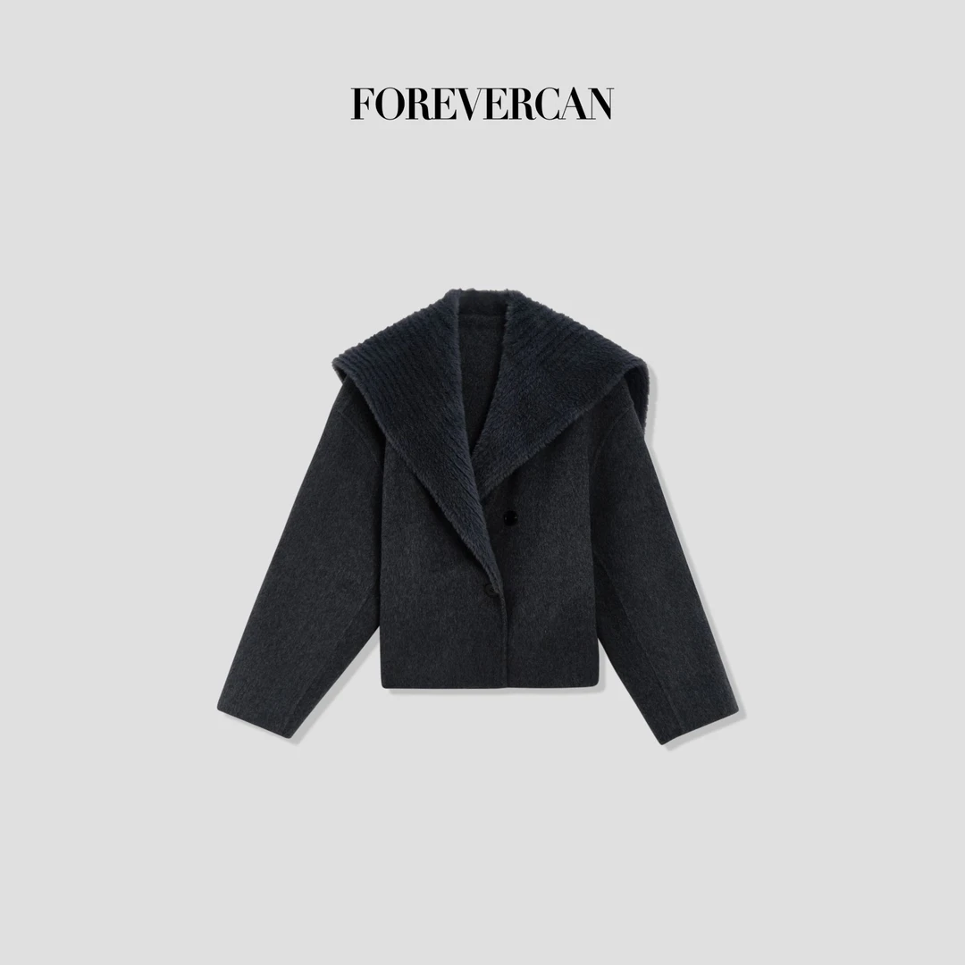 FOREVERCAN“京华烟云”高比例美丽诺羊毛呢翻领外套SC22509