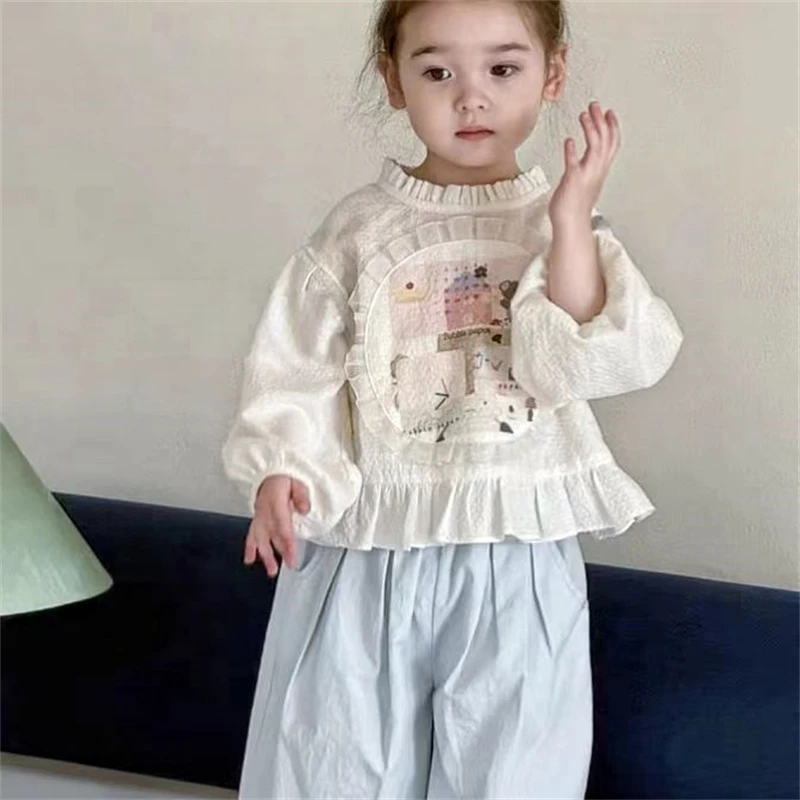 春上新女宝时尚百搭可爱甜美透气娃娃衫儿童圆领娃娃衫812