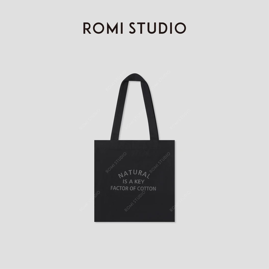 ROMI STUDIO“休闲简约”字母印花大容量方形单肩帆布包 RWCRP32646
