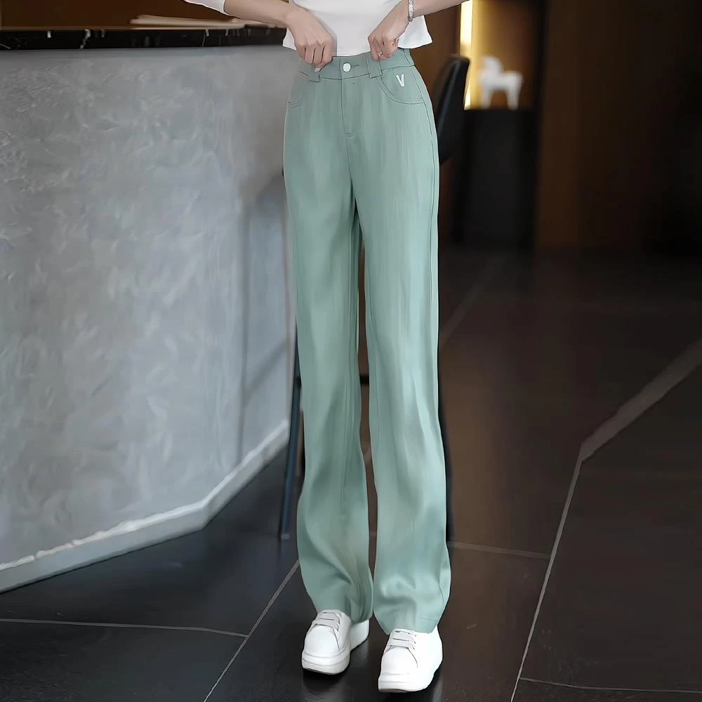 天丝棉麻直筒裤女夏季薄2025新款高腰宽松显瘦垂感休闲窄版阔腿裤