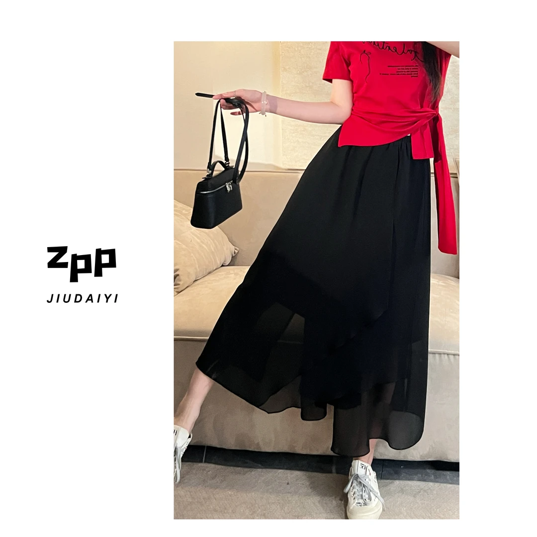 玖黛衣【灵动裙摆】新款夏季时尚显瘦遮肉纯色半身裙QZP42000