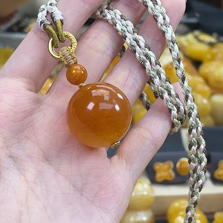 琥珀未镶嵌珠宝奇石琥珀蜜蜡J23MM