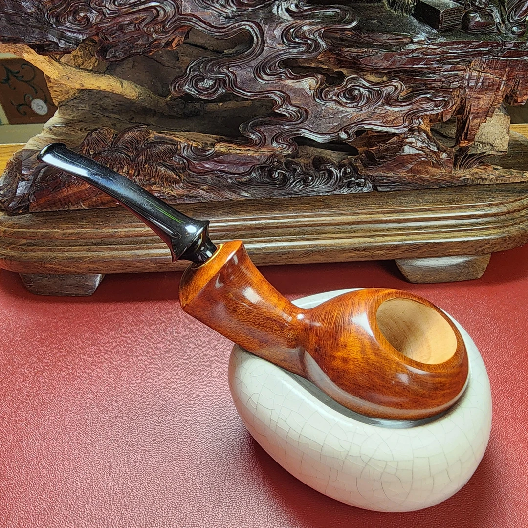 DENG PIPE 手工烟斗，入门系列光面线条河豚4石楠木烟斗3mm烟道