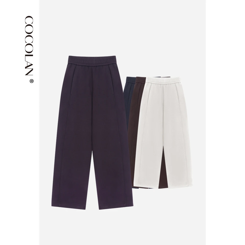 COCOLAN【雪绒裤】醋酸绵羊毛山羊绒直筒裤休闲裤CL8K6283