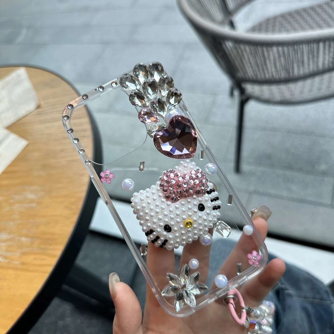 【透明KT猫】闪钻iPhone17ProMax适用于苹果15手机壳14/13Pro 16