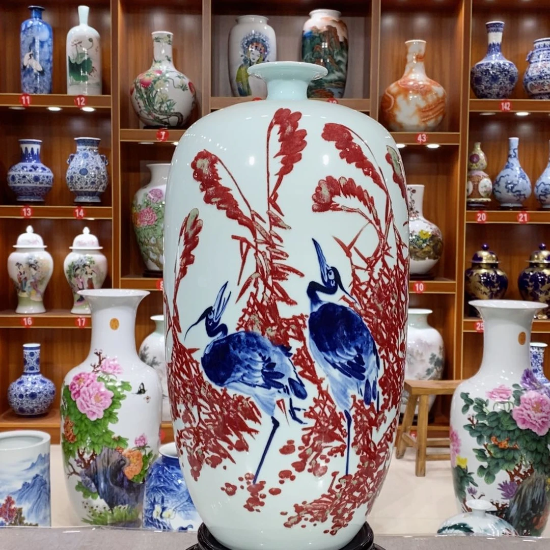 摆件青花釉里红路路高升图