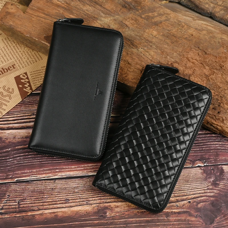 休闲韩版时尚头层牛皮男士长款钱包大容量手包多功能真皮手拿包