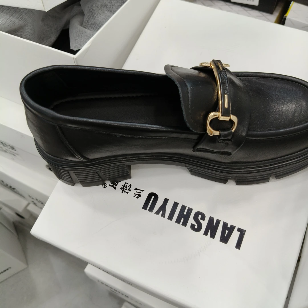 0062乐福鞋套筒城市运动风低跟秋季时尚厚底中口注压黑色