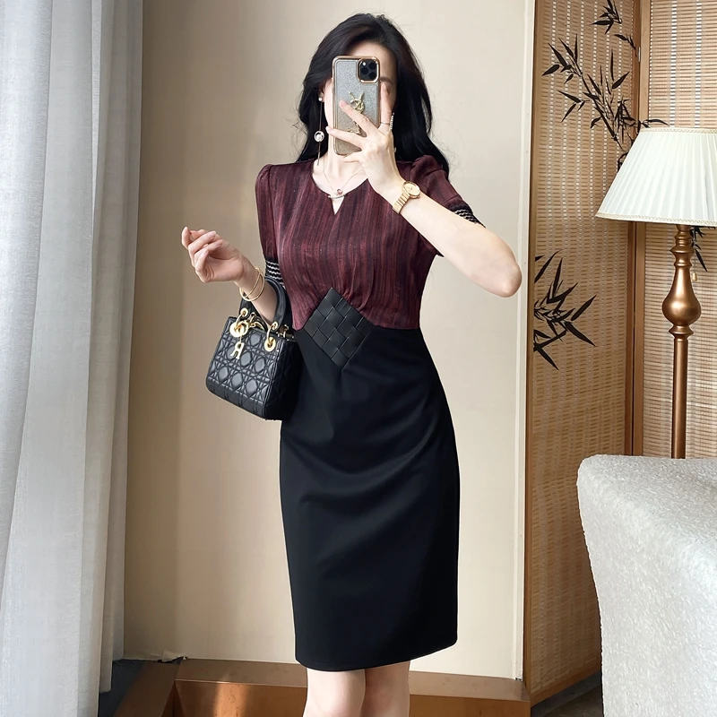 小个子连衣裙女2025夏季新款气质法式高级感修身显瘦拼接包臀裙子