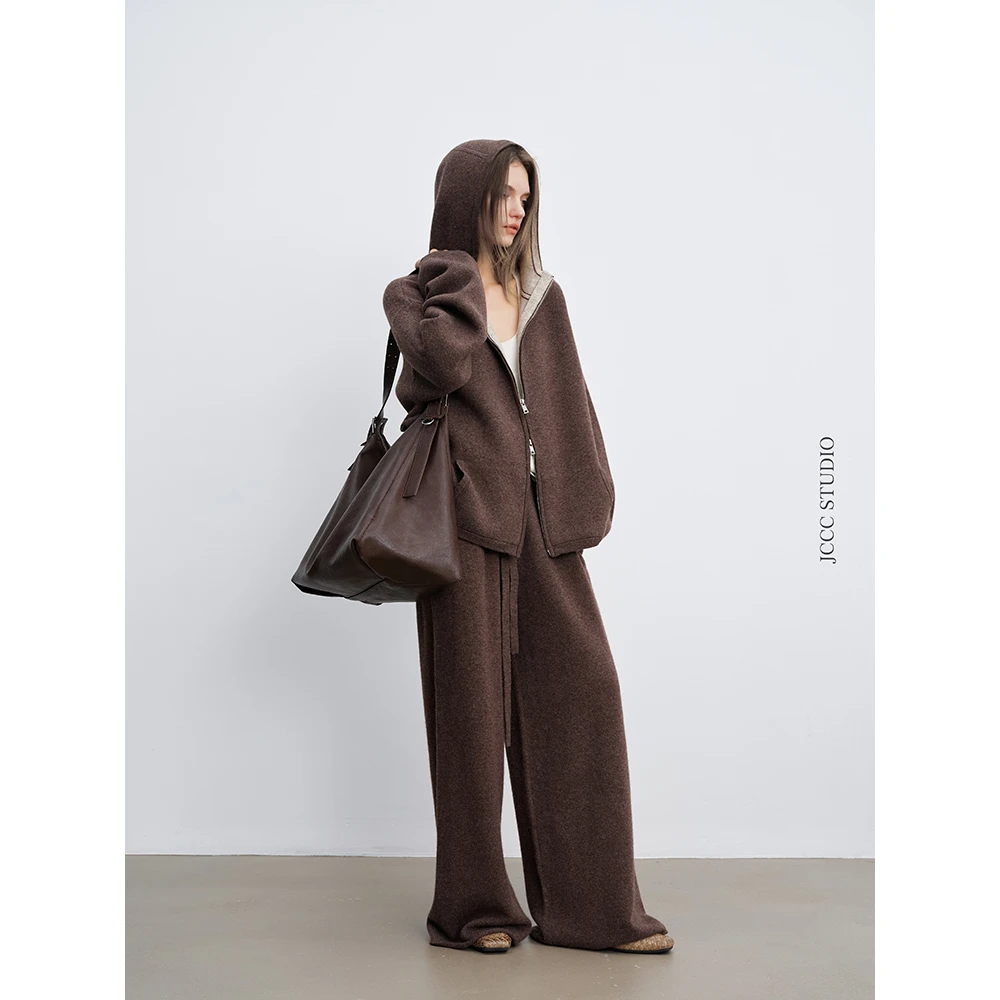 JCCC影子【琥珀黑标/缄默之壤】咖色极简羊毛卫衣长裤套装JE5IZZ10
