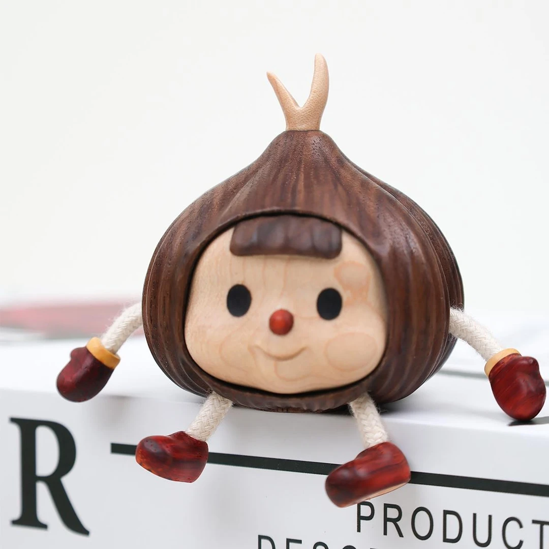 可爱（蒜头妹）实木家居桌面小摆件装饰品原创设计日常送礼卡通礼物