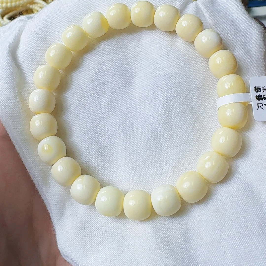 裸石琥珀未镶嵌9.5mm奶白纯蜡