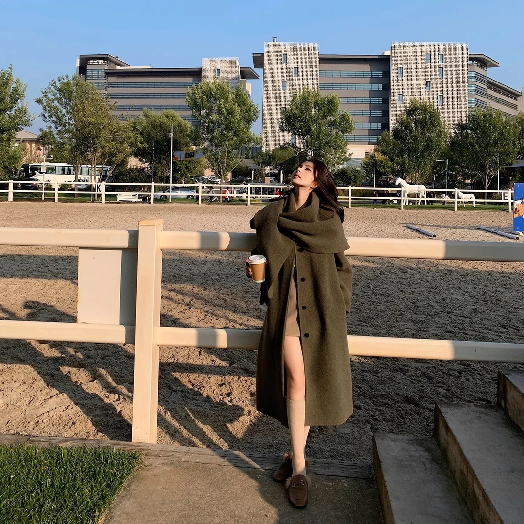 “Seoul首尔大衣”高奢山羊绒＋高支绵羊毛韩系经典廓形围脖大衣