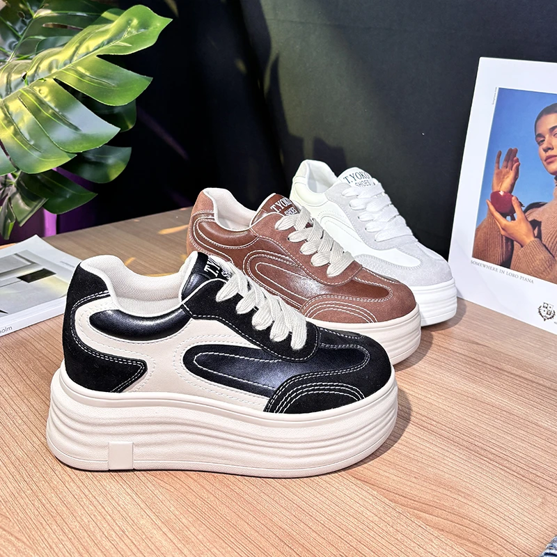 【增高8公分】2025秋季新款厚底小白鞋系带增高ol时尚低帮休闲鞋潮