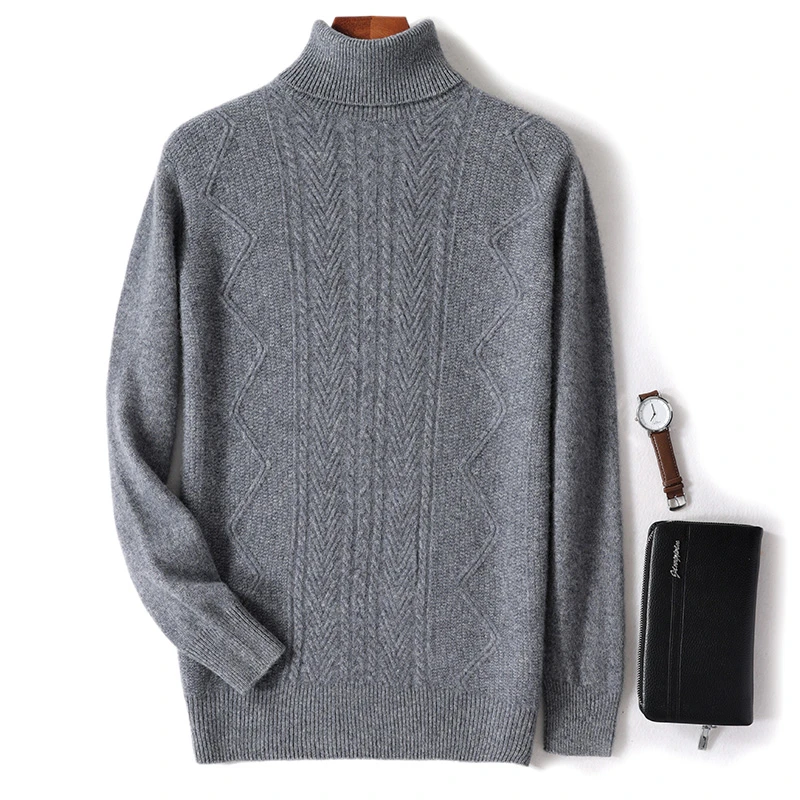 秋冬男士加厚高翻领针织打底衫宽松百搭休闲针织打底衫