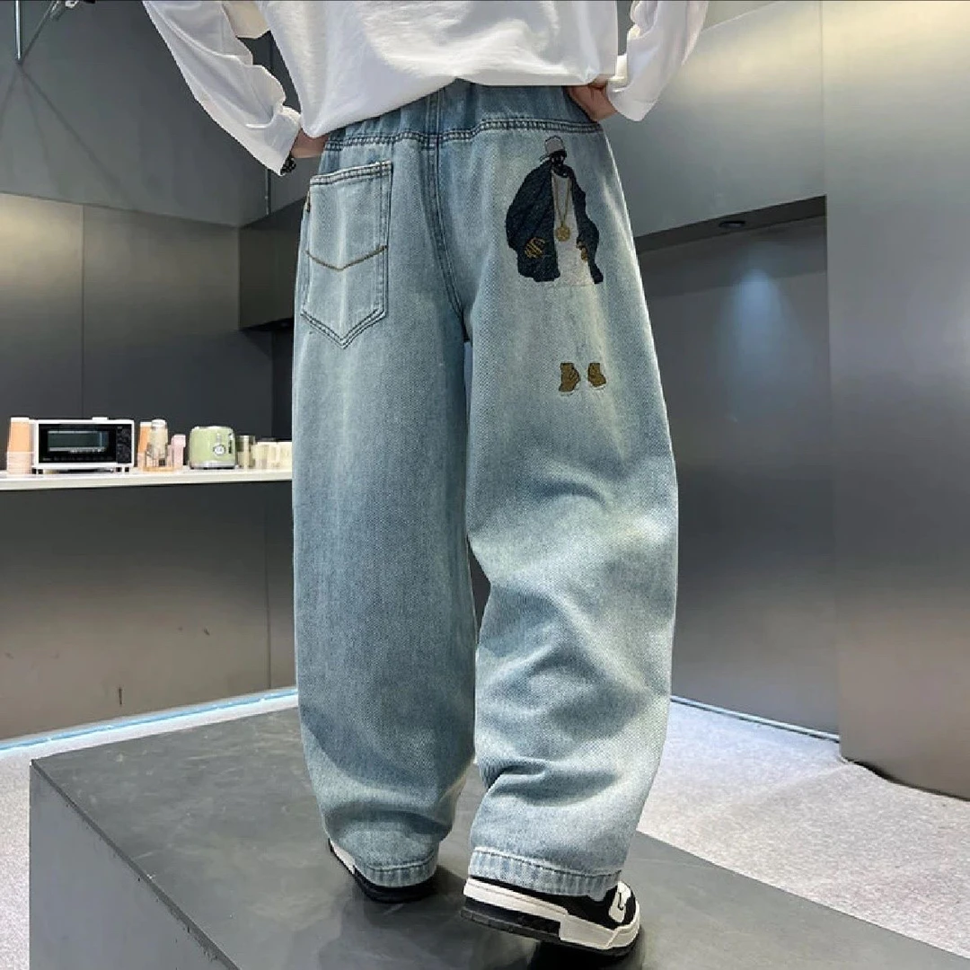 男童裤子春秋2025新款春装男孩直筒春季帅气中大童儿童长裤牛仔裤