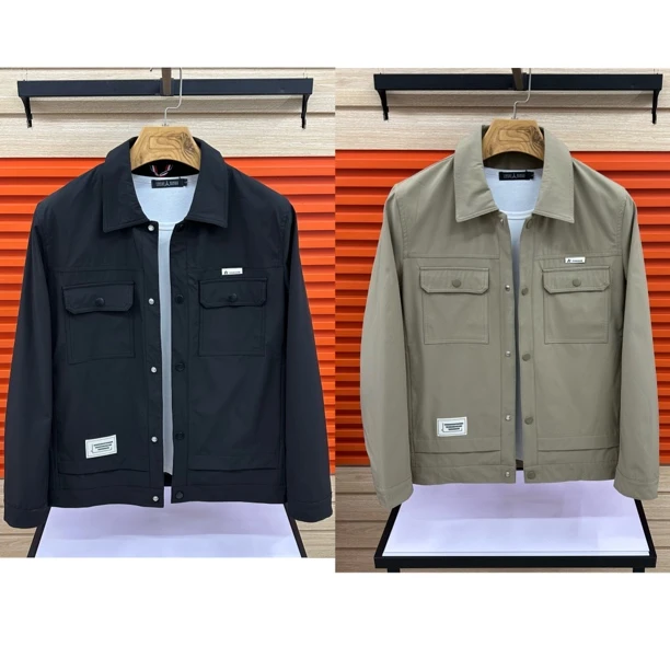 605春季男士翻领夹克时尚休闲潮流百搭帅气轻奢外套上衣