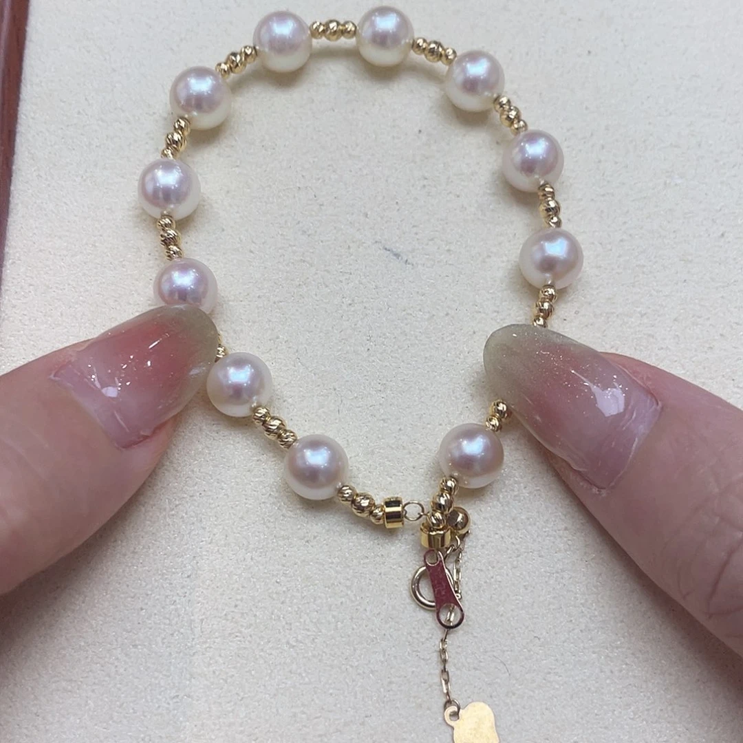 海水珍珠18K金镶嵌手链