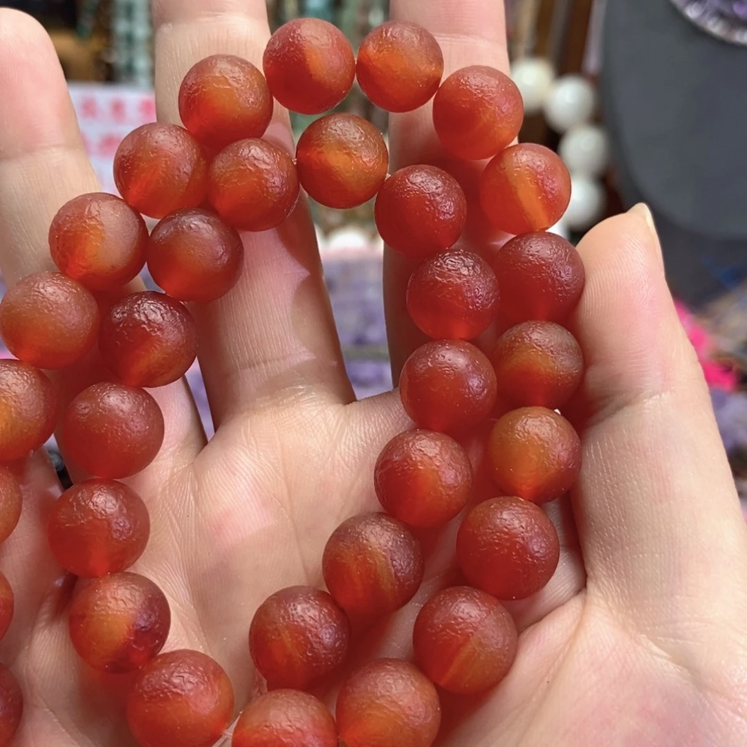 未镶嵌玛瑙/玉髓珠宝半成品橘皮玛瑙一条卡12mm