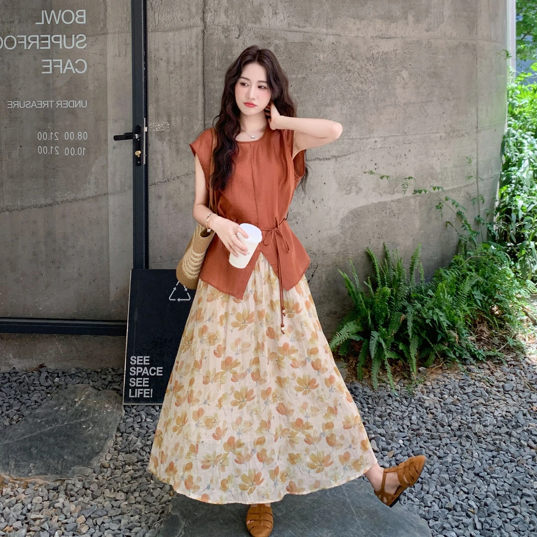 温柔穿搭法式显瘦上衣时尚套装女夏新款气质轻薄老钱风松弛感女装