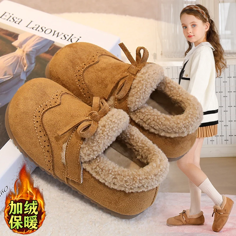 儿童棉鞋冬季女童保暖勃肯鞋2025新款加绒毛毛鞋子宝宝二棉小皮鞋